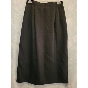 Vintage Black Pencil Skirt 6 Cotton Pleated Secretary Librarian Heritage Classic